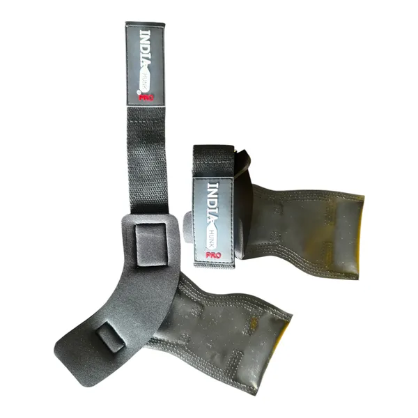 INDIAHUNK®_Weight_Lifting_Grips_(Pair)_–_Heavy-Duty_Gym_Grips_with_Neoprene_Padded_Wrist_Wraps_for_Powerlifting,_Deadlifts,_Rows_&_Pull-Ups_–_Non-Slip_Palm_Grip_Support_for_Bodybuilding_&_Strength_Training