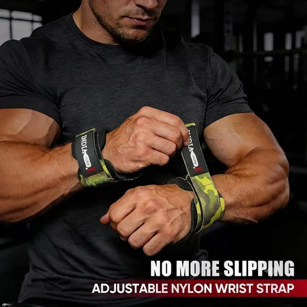 NDIAHUNK®_Weight_Lifting_Grips_(Pair)_–_Heavy-Duty_Gym_Grips_with_Neoprene_Padded_Wrist_Wraps_for_Powerlifting,_Deadlifts,_Rows_&_Pull-Ups_–_Non-Slip_Palm_Grip_Support_for_Bodybuilding_&_Strength_Training_+_Free__keychain