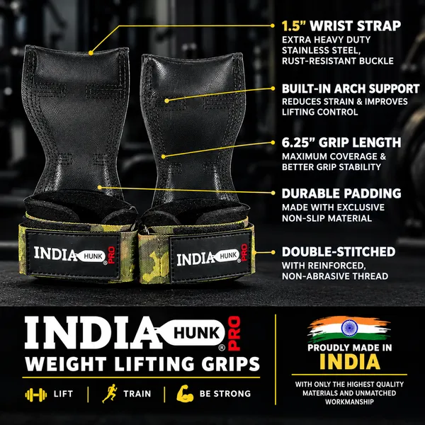 NDIAHUNK®_Weight_Lifting_Grips_(Pair)_–_Heavy-Duty_Gym_Grips_with_Neoprene_Padded_Wrist_Wraps_for_Powerlifting,_Deadlifts,_Rows_&_Pull-Ups_–_Non-Slip_Palm_Grip_Support_for_Bodybuilding_&_Strength_Training_+_Free__keychain