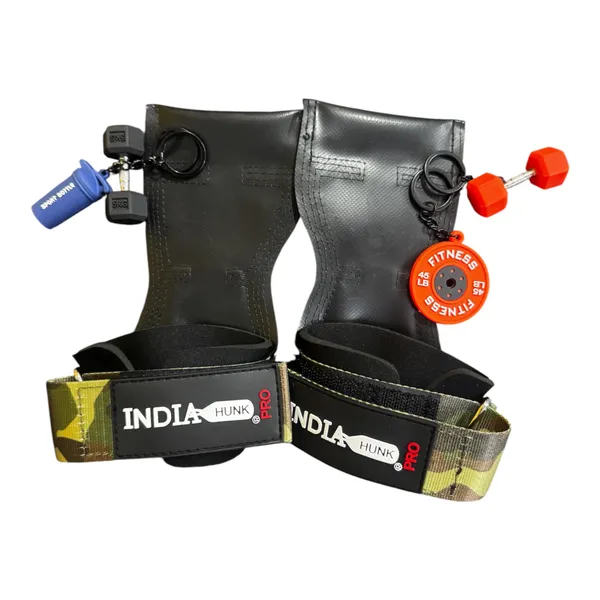 NDIAHUNK®_Weight_Lifting_Grips_(Pair)_–_Heavy-Duty_Gym_Grips_with_Neoprene_Padded_Wrist_Wraps_for_Powerlifting,_Deadlifts,_Rows_&_Pull-Ups_–_Non-Slip_Palm_Grip_Support_for_Bodybuilding_&_Strength_Training_+_Free__keychain