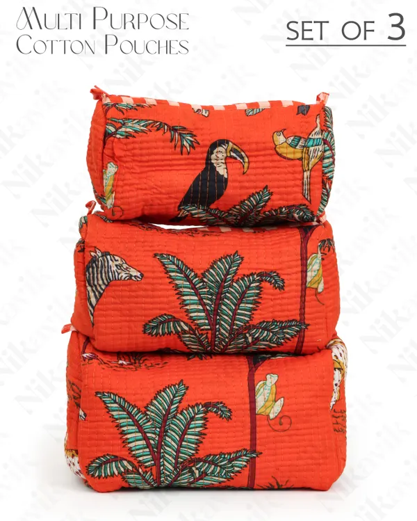 Orange_Cotton_Premium_&_Elegant_Printed_Quilted_Cosmetic_Pouch_Set_For_Unisex_(Set_Of_3)