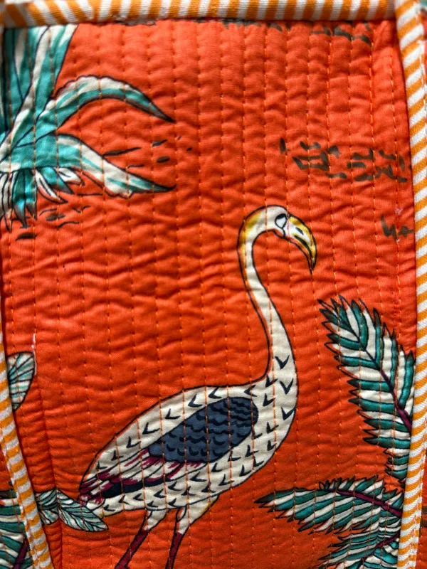 Orange_Cotton_Premium_&_Elegant_Exotic_Animal_Print_Quilted_Tote_Bag_For_Women