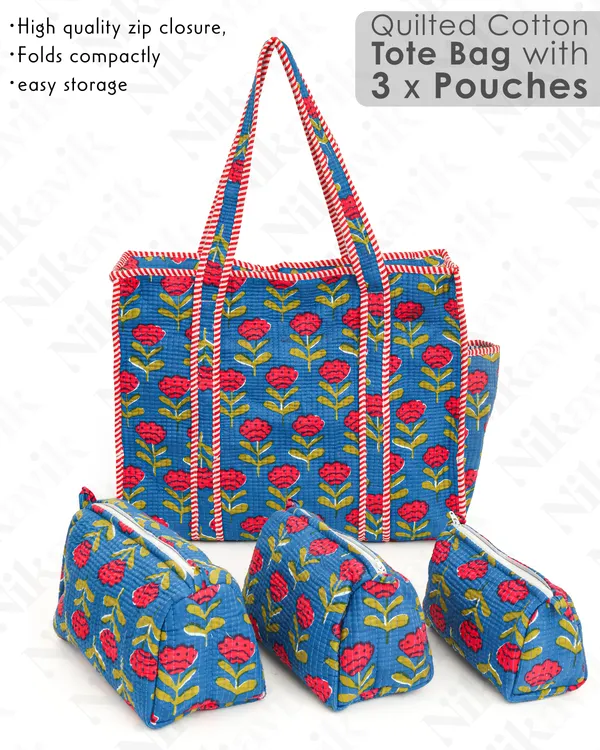 Blue_Red_Cotton_Premium_&_Elegant_Hand_Block_Print_Quilted_Tote_Bag_With_3_Pouches_Set_For_Women_(Set_Of_4)