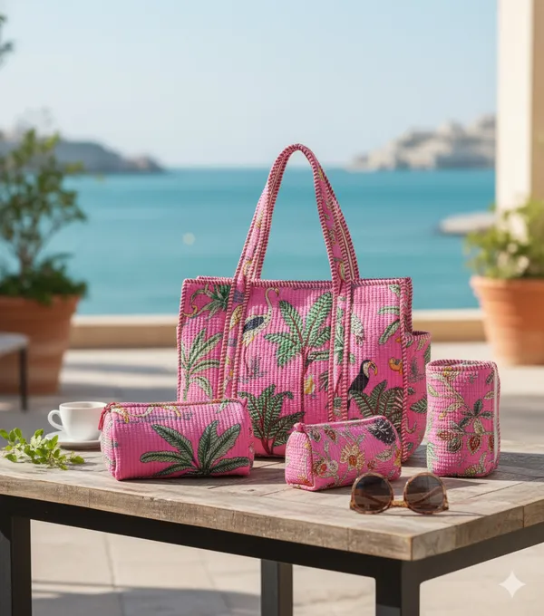 Light_Pink_Cotton_Premium_&_Elegant_Hand_Block_Print_Quilted_Tote_Bag_With_3_Pouches_Set_For_Women_(Set_Of_4)