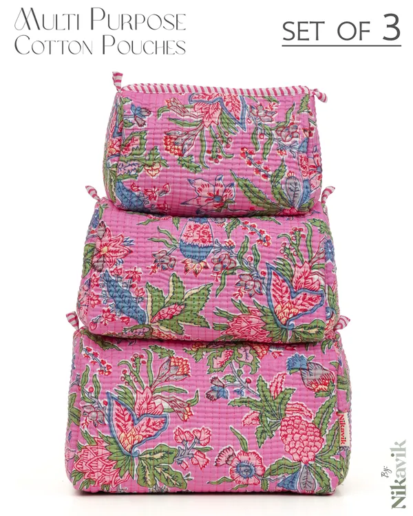 Pink_Multi_Cotton_Premium_&_Elegant_Hand_Block_Print_Quilted_Tote_Bag_With_3_Pouches_Set_For_Women_(Set_Of_4)