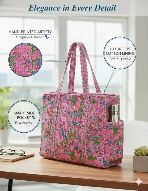 Pink_Multi_Cotton_Premium_&_Elegant_Hand_Block_Print_Quilted_Tote_Bag_With_3_Pouches_Set_For_Women_(Set_Of_4)