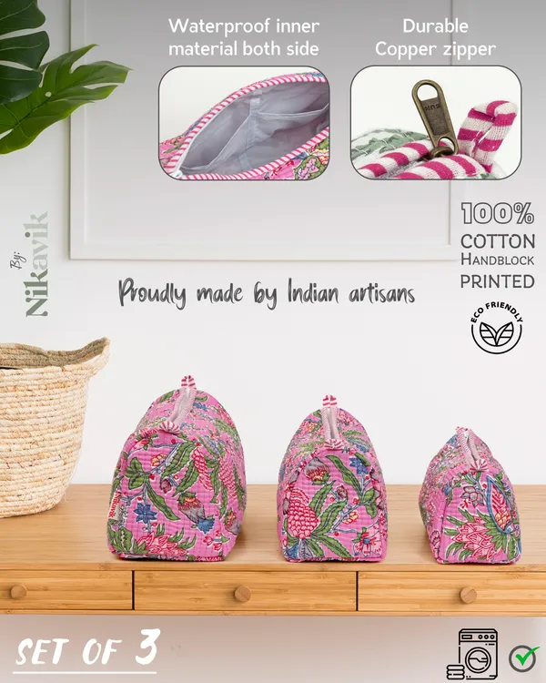 Pink_Multi_Cotton_Premium_&_Elegant_Printed_Quilted_Cosmetic_Pouch_Set_For_Unisex_(Set_Of_3)