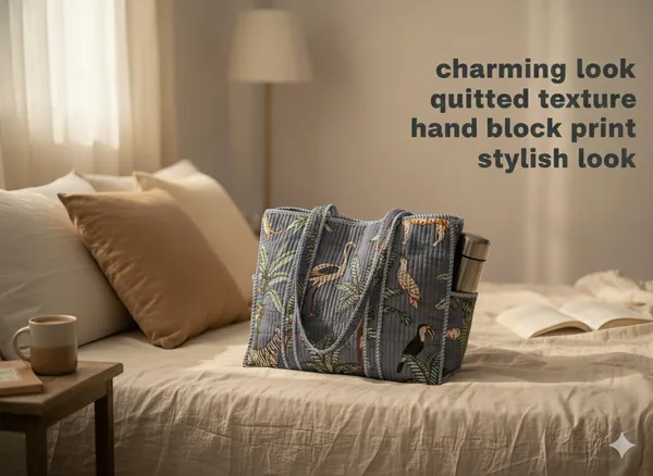 Grey_Cotton_Premium_&_Elegant_Exotic_Animal_Print_Quilted_Tote_Bag_For_Women