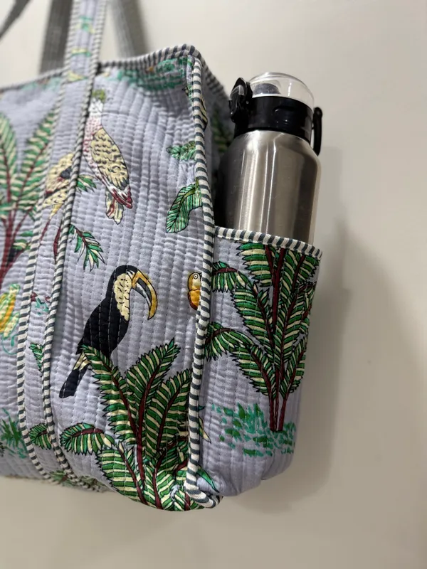 Grey_Cotton_Premium_&_Elegant_Exotic_Animal_Print_Quilted_Tote_Bag_For_Women