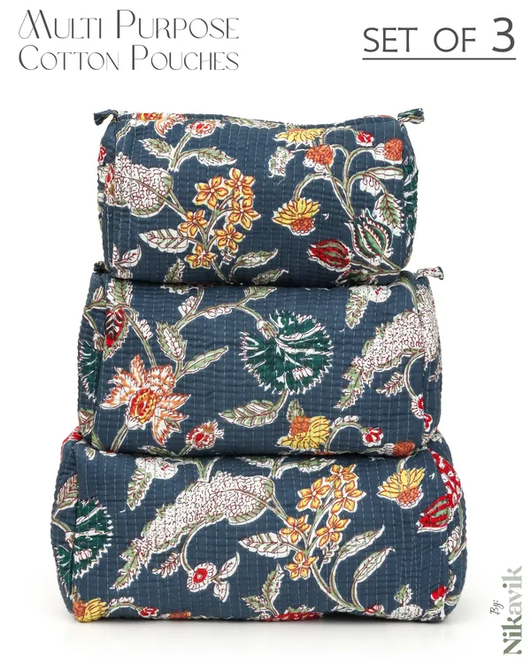 Blue_Multi__Cotton_Premium_&_Elegant_Hand_Block_Print_Quilted_Tote_Bag_With_3_Pouches_Set_For_Women_(Set_Of_4)