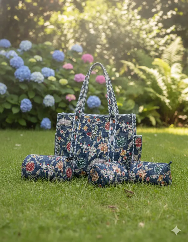 Blue_Multi__Cotton_Premium_&_Elegant_Hand_Block_Print_Quilted_Tote_Bag_With_3_Pouches_Set_For_Women_(Set_Of_4)