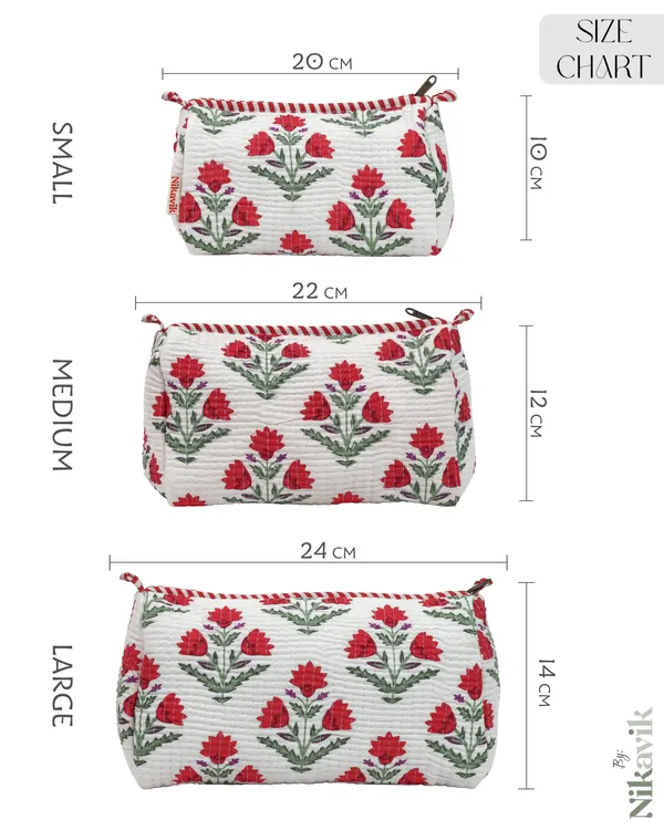 White_Red_Cotton_Premium_&_Elegant_Printed_Quilted_Cosmetic_Pouch_Set_For_Unisex_(Set_Of_3)