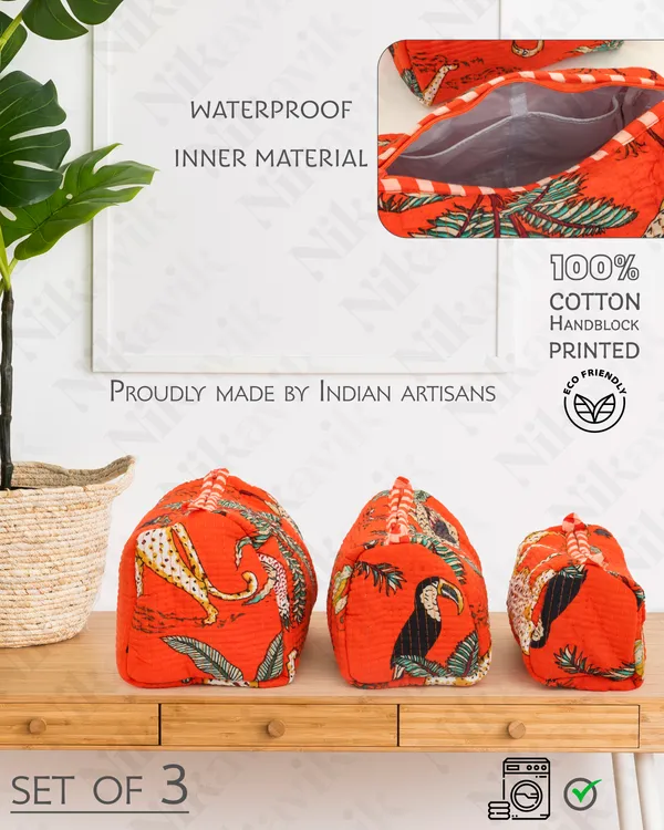 Orange_Cotton_Premium_&_Elegant_Hand_Block_Print_Quilted_Tote_Bag_With_3_Pouches_Set_For_Women_(Set_Of_4)