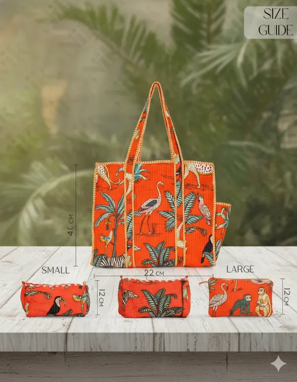 Orange_Cotton_Premium_&_Elegant_Hand_Block_Print_Quilted_Tote_Bag_With_3_Pouches_Set_For_Women_(Set_Of_4)