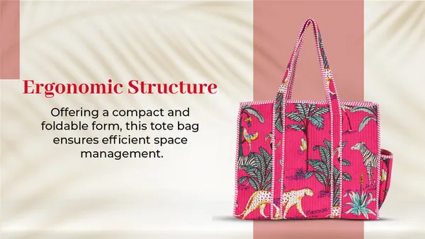 Dark_Pink_Cotton_Premium_&_Elegant_Exotic_Animal_Print_Quilted_Tote_Bag_For_Women