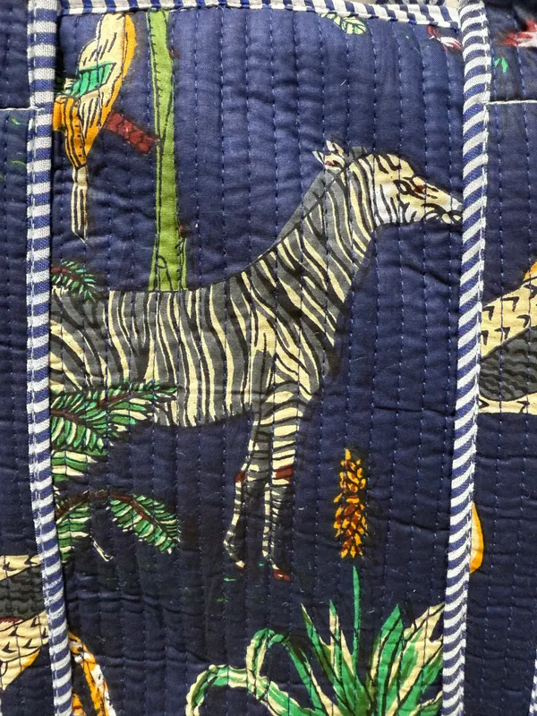 Navy_Blue(Safari)_Cotton_Premium_&_Elegant_Exotic_Animal_Print_Quilted_Tote_Bag_For_Women