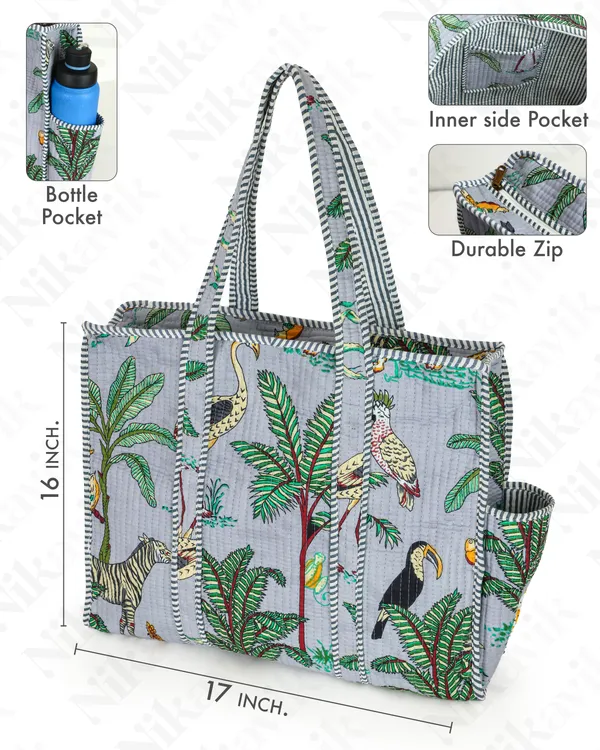 Grey_Cotton_Premium_&_Elegant_Hand_Block_Print_Quilted_Tote_Bag_With_3_Pouches_Set_For_Women_(Set_Of_4)