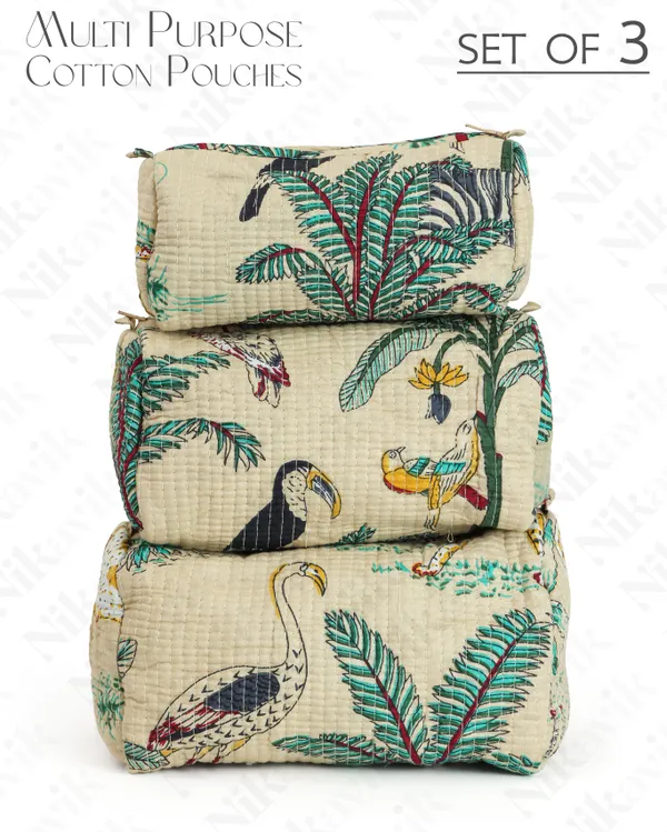 Beige_Cotton_Premium_&_Elegant_Printed_Quilted_Cosmetic_Pouch_Set_For_Unisex_(Set_Of_3)