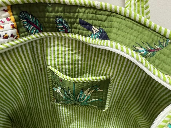 Green_Cotton_Premium_&_Elegant_Exotic_Animal_Print_Quilted_Tote_Bag_For_Women