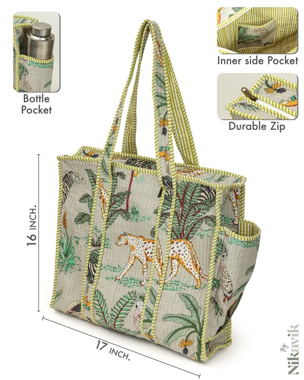 Beige_Cotton_Premium_&_Elegant_Hand_Block_Print_Quilted_Tote_Bag_With_3_Pouches_Set_For_Women_(Set_Of_4)