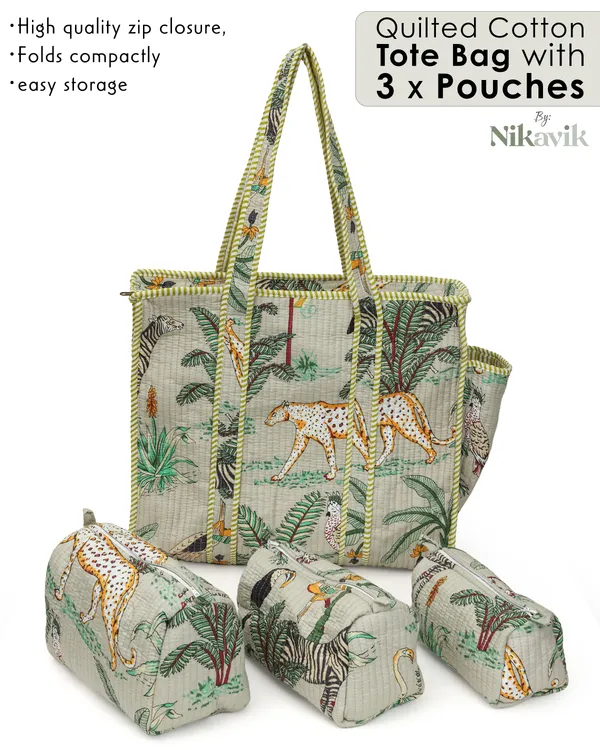 Beige_Cotton_Premium_&_Elegant_Hand_Block_Print_Quilted_Tote_Bag_With_3_Pouches_Set_For_Women_(Set_Of_4)
