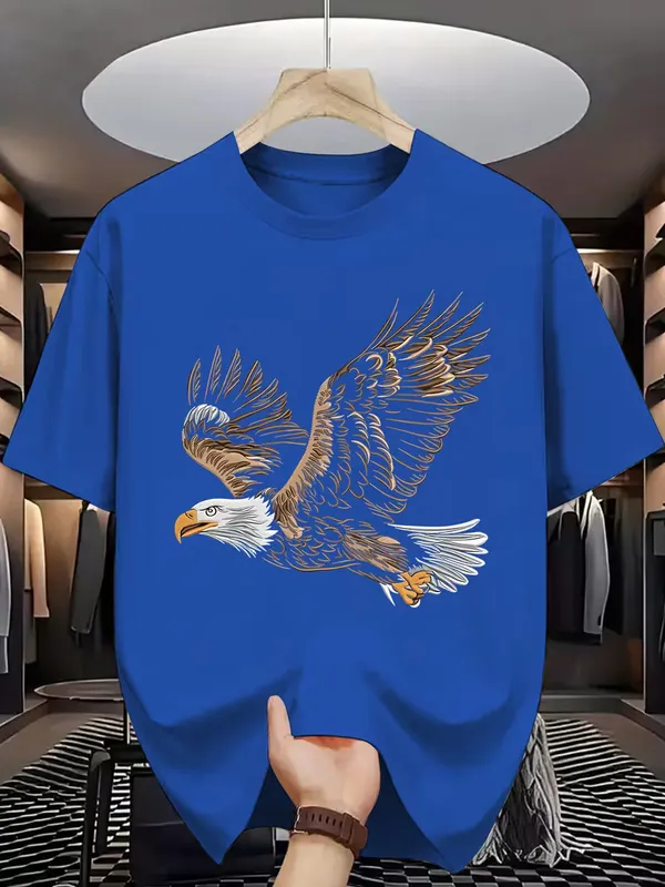 Premium_Royal_Blue_Flying_Eagle_Cotton_T-Shirt