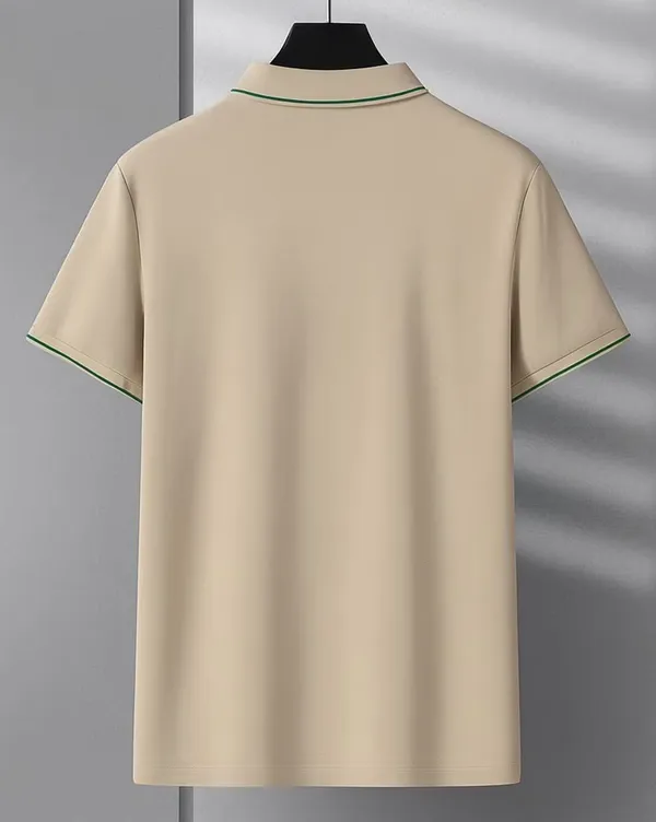 Beige_Premium_Cotton_Short_Sleeve_Polo_T-Shirt_For_Men