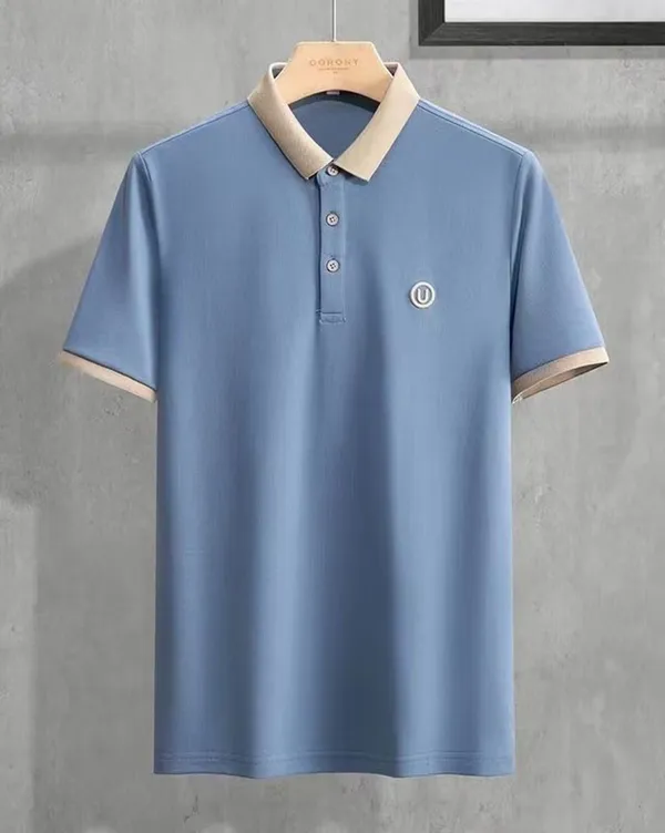 Sky_Blue_Premium_Cotton_Short_Sleeve_Polo_T-Shirt_For_Men