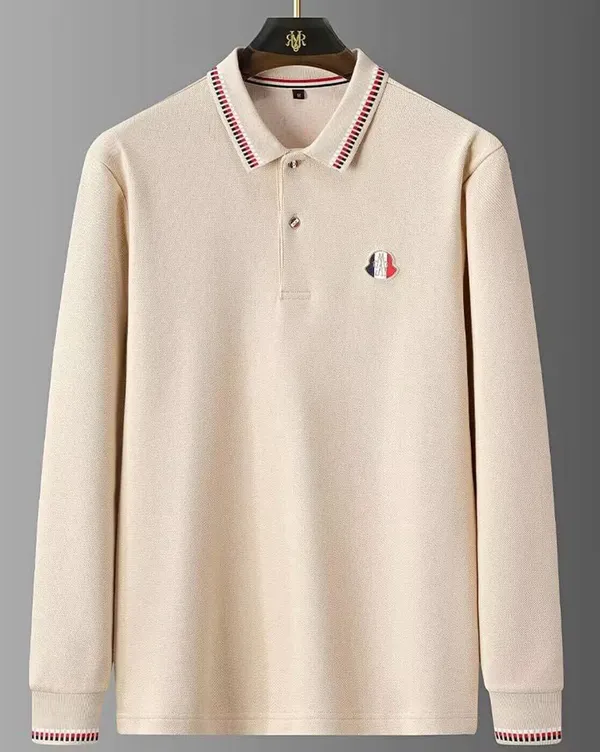 Beige_Premium_Cotton_Full_Sleeve_Polo_T-Shirt_For_Men