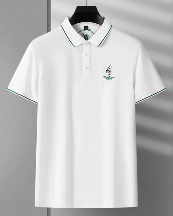 White_Premium_Cotton_Short_Sleeve_Polo_T-Shirt_For_Men