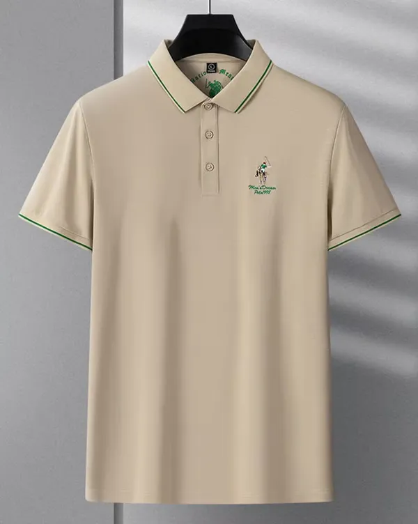 Beige_Premium_Cotton_Short_Sleeve_Polo_T-Shirt_For_Men