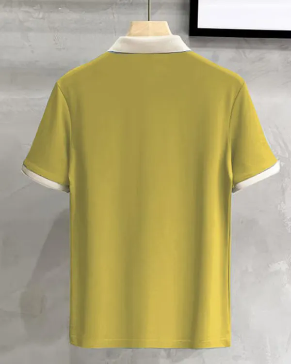 Light_Yellow_Premium_Cotton_Short_Sleeve_Polo_T-Shirt_For_Men