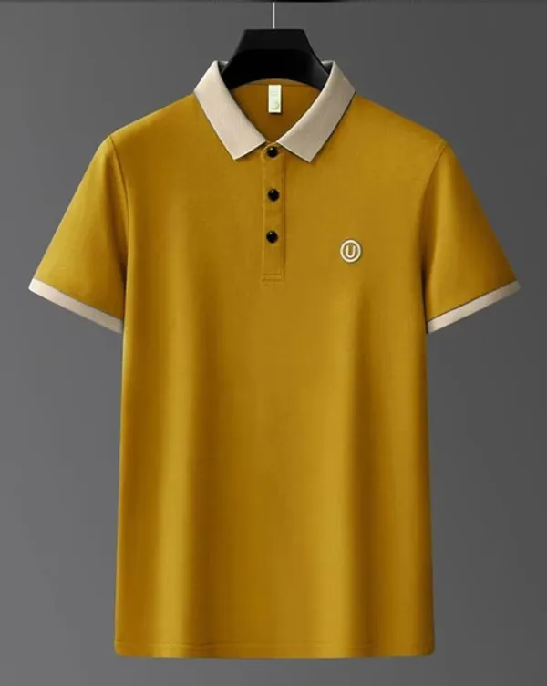 Yellow_Premium_Cotton_Short_Sleeve_Polo_T-Shirt_For_Men