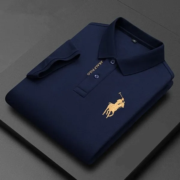 Navy_Blue_Premium_Knit_Short_Sleeve_Polo_T-Shirt_For_Men
