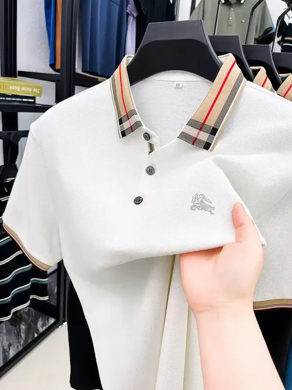 White_Premium_Cotton_Short_Sleeve_Polo_T-Shirt_For_Men