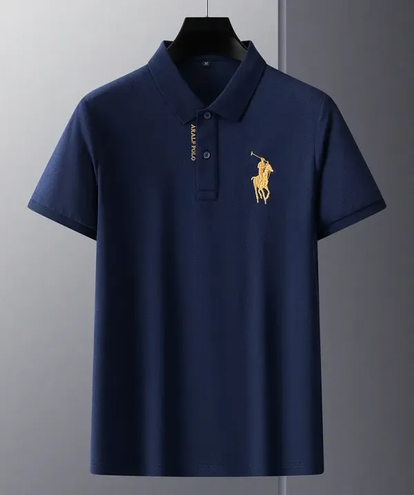 Navy_Blue_Premium_Knit_Short_Sleeve_Polo_T-Shirt_For_Men