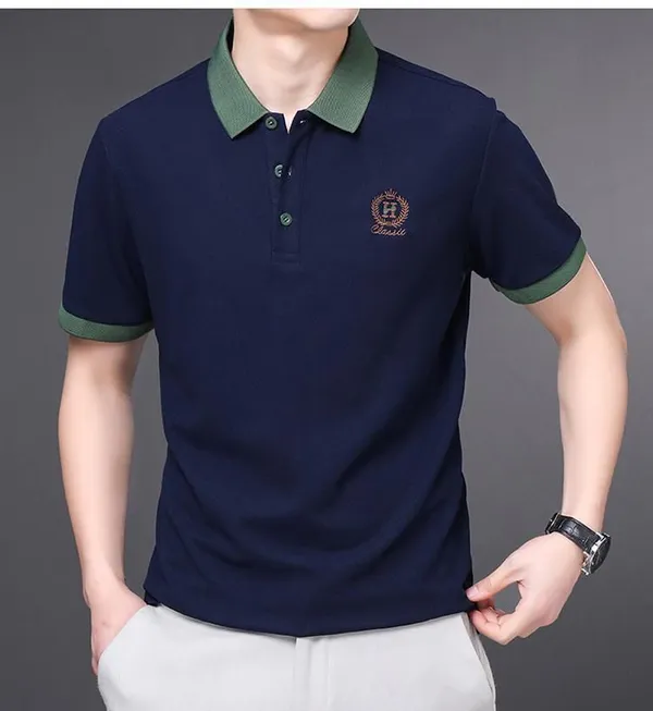 Navy_Blue_Premium_Cotton_Short_Sleeve_Polo_T-Shirt_For_Men