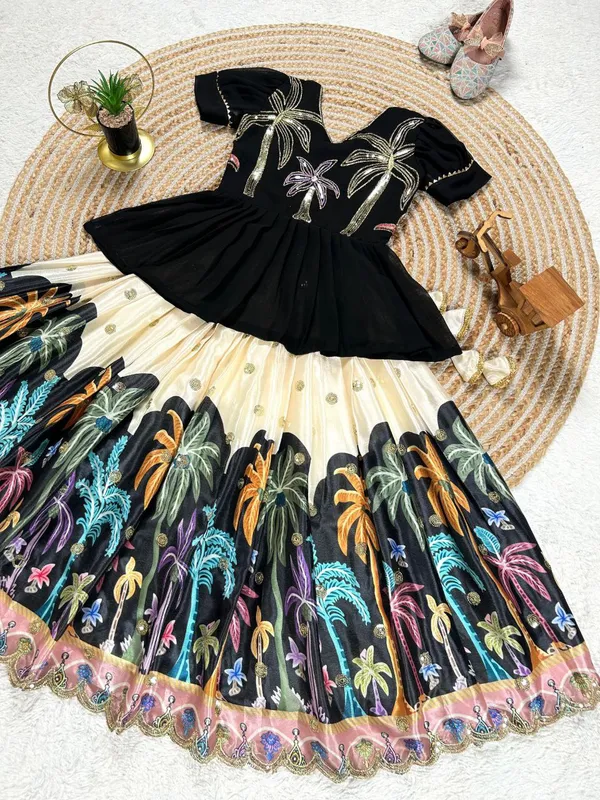 Black__Nayeri_Kids_Girls_Lehenga_Choli_Chinon_Silk_with_Embroidery_Siqunce_Work