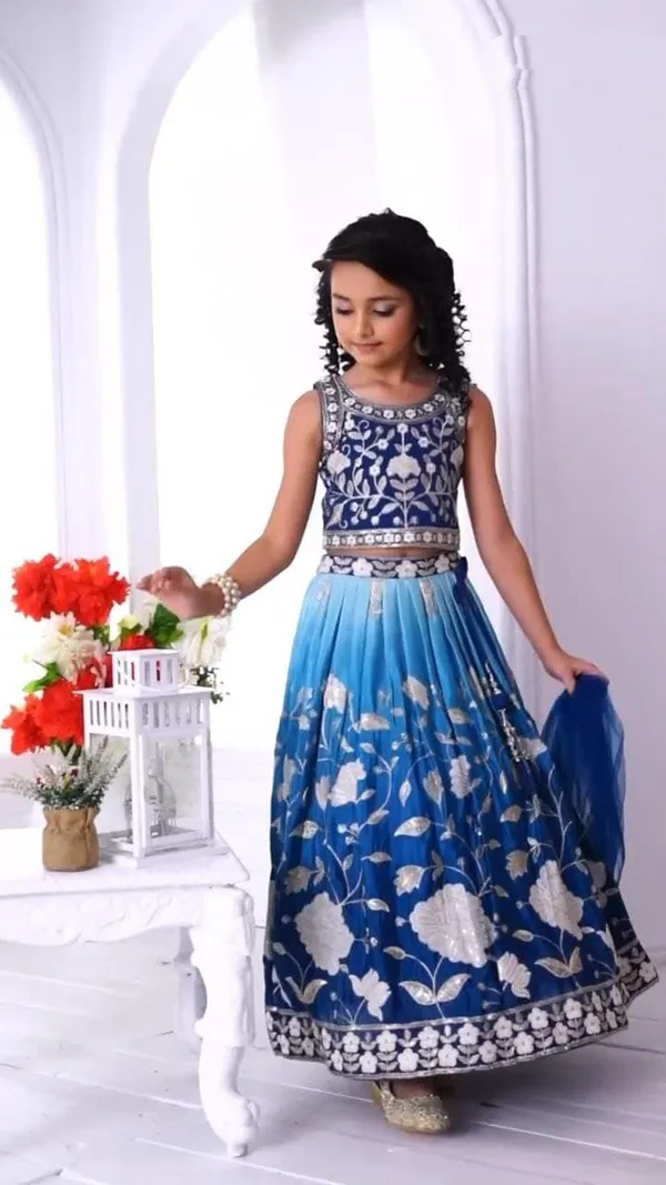 Blue_Blooming_Georgette_With_Embroidery_Sequence_Work_Lehenga_Choli_For_Girls