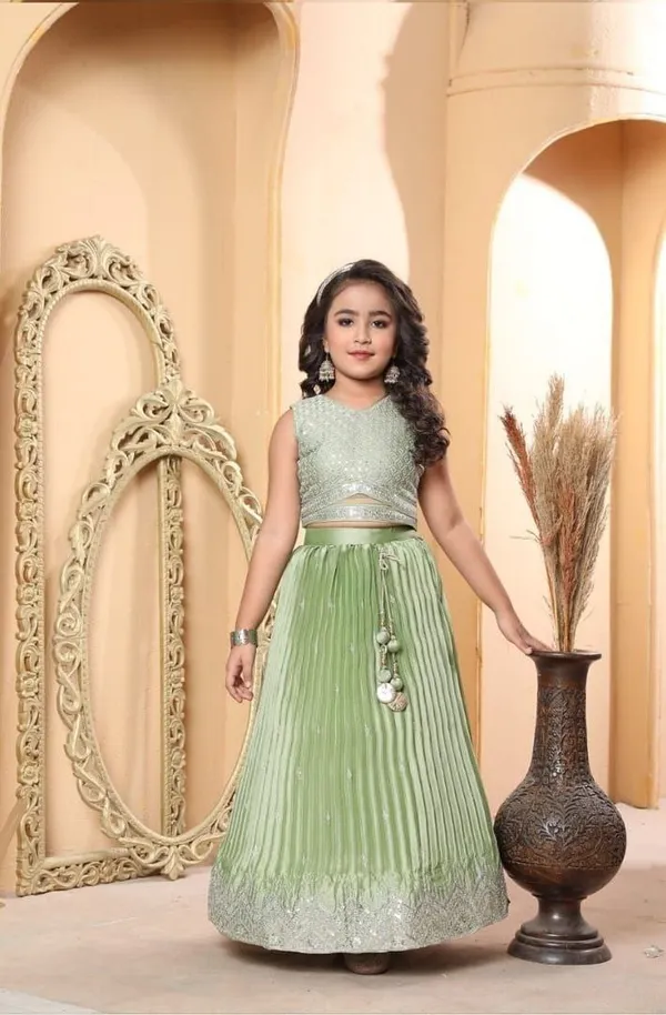 Green_Chinon_Silk_Lehenga_Choli_For_Girls