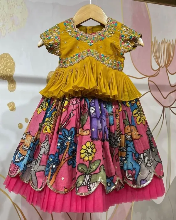 Yellow_Chinon_Silk_With_Sequins_Embroidery_Work_Lehenga_Choli_For_Girls