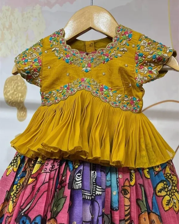 Yellow_Chinon_Silk_With_Sequins_Embroidery_Work_Lehenga_Choli_For_Girls
