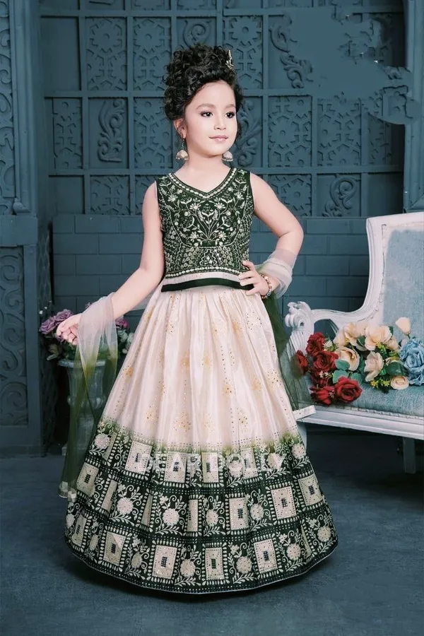 Green_Chinon_Silk_Lehenga_Choli_For_Girls