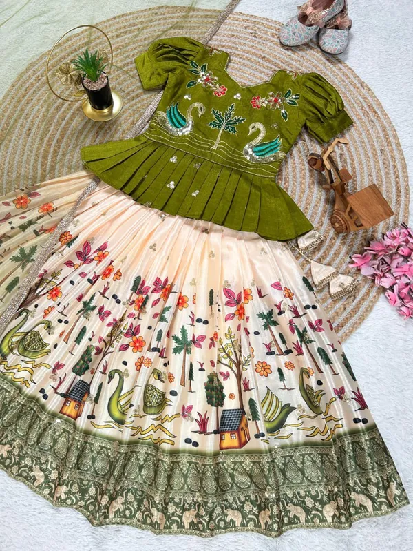 Green_Chinon_Silk_Lehenga_Choli_For_Girls