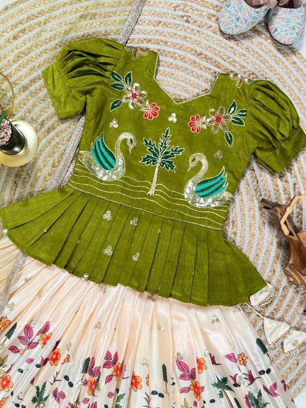 Green_Chinon_Silk_Lehenga_Choli_For_Girls