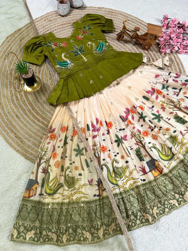 Green_Chinon_Silk_Lehenga_Choli_For_Girls