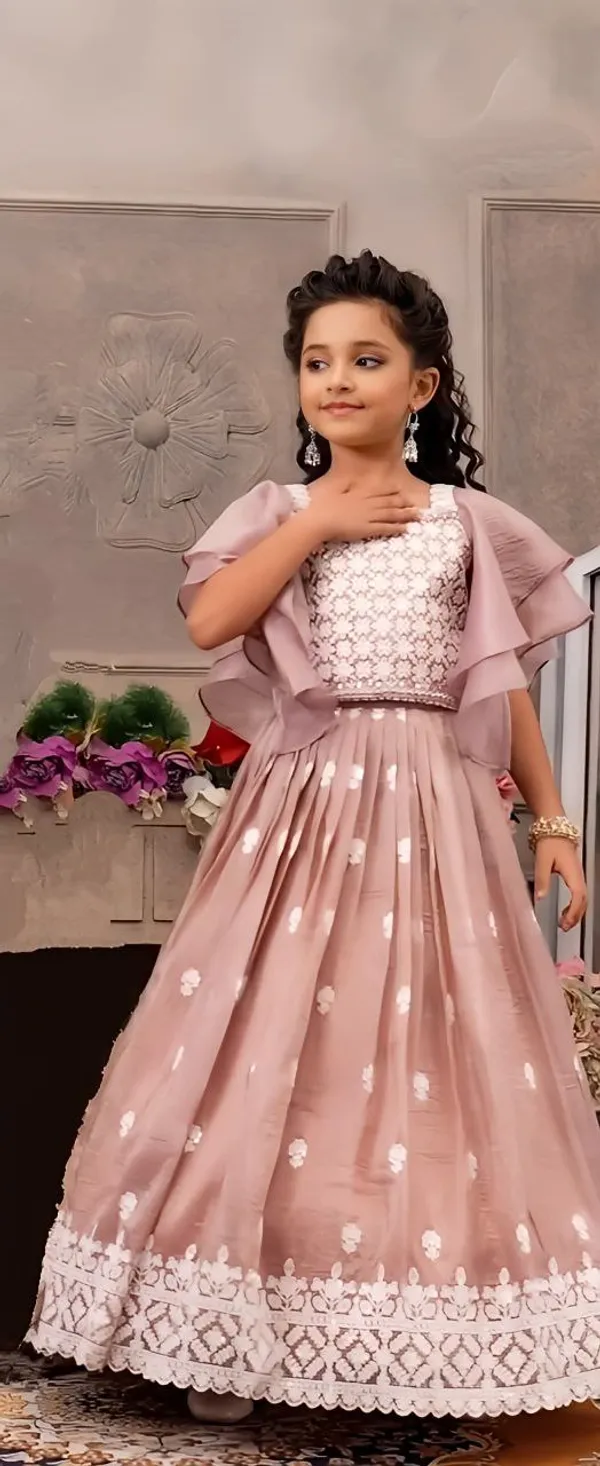 Cream_Chinon_Silk_Embroidery_Work_Lehenga_Choli_For_Girls