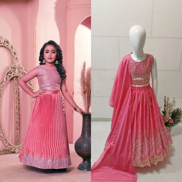 Pink_Chinon_Silk_Sequins_Embroidery_Lehenga_Choli_For_Girls