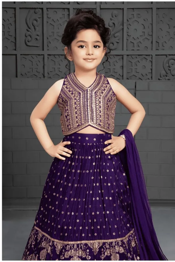 Wine_Premium_Lehenga_&_Chunni_For_Kids