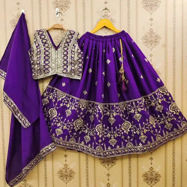 Wine_Premium_Lehenga_&_Chunni_For_Kids